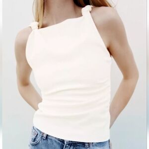 NWT Zara Knot Shoulder Tailored Wide Strap Top